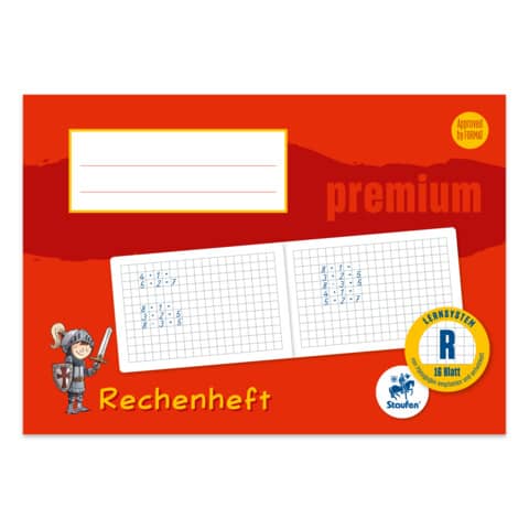 Staufen® - Rechenheft PREMIUM LIN R - A5 quer, 90 g/qm, 16 Blatt, kariert