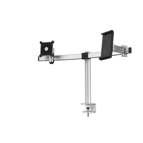 Monitorwandhalter mit Arm für 1 Monitor und 1 Tablet - silber, 8 kg, Tischklemme