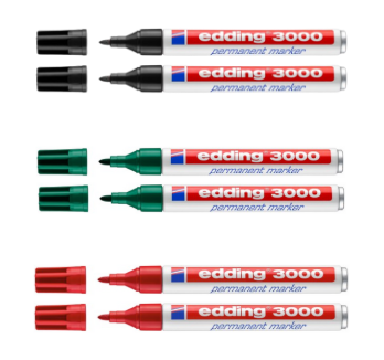 edding - 3000 - Set - schwarz, grün & rot