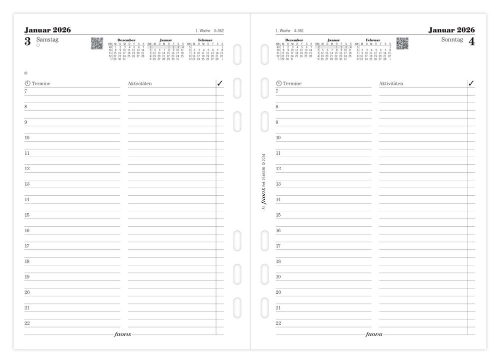 Filofax - Kalendereinlage Multifit - 1 Tag auf 1 Seite - 2026
