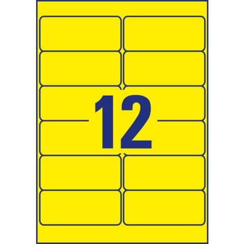 Avery Zweckform® - L6107-20 Folienetiketten - 99,1 x 42,3 mm, gelb, 240 Etiketten, wiederablösbar, wetterfest