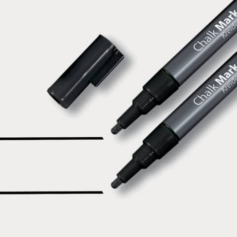 SIGEL - Kreidemarker 20 - Rundspitze 1-2 mm, schwarz, 2 Stück