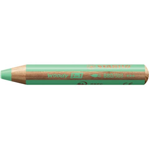 STABILO® - Buntstift, Wasserfarbe & Wachsmalkreide - woody 3 in 1 - Einzelstift - pastellgrün
