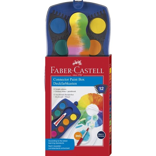Faber-Castell - Farbkasten Connector Blau - 12er inkl. Deckweiß