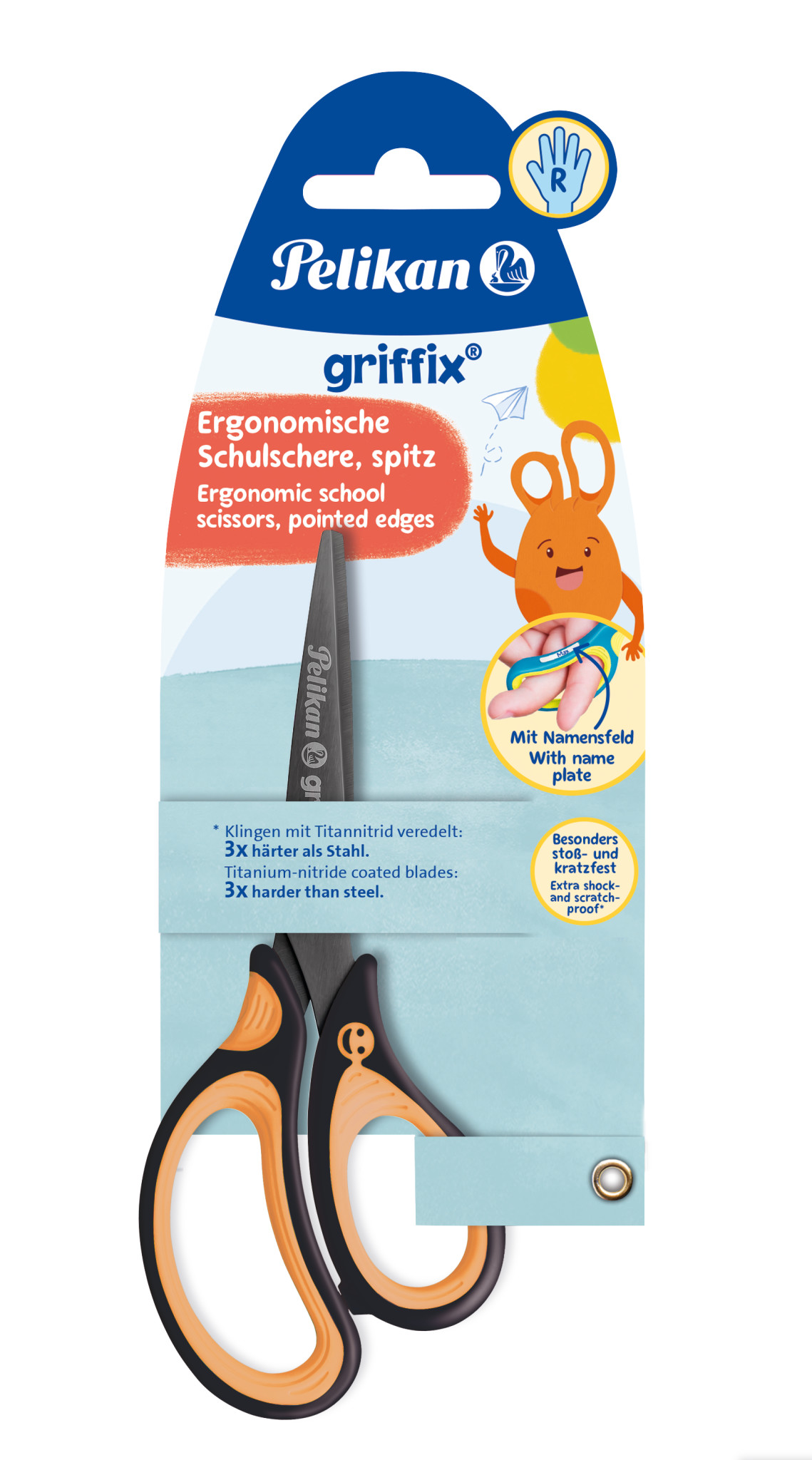 Pelikan - Schulschere griffix - Spitz, Rechtshänder 