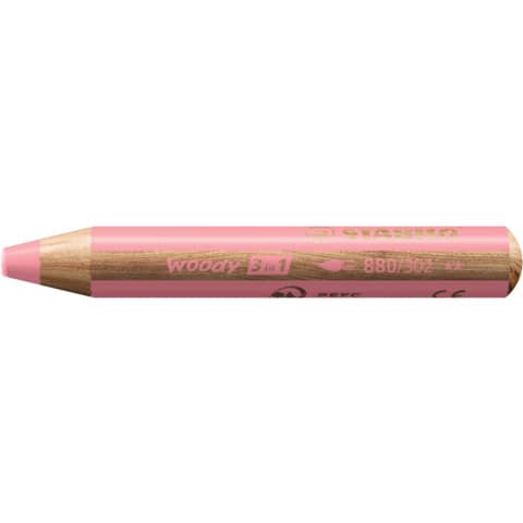 STABILO® - Buntstift, Wasserfarbe & Wachsmalkreide - woody 3 in 1 - Einzelstift - pastellpink