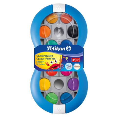 Pelikan® - Farbkasten Space+ blau, 12 Farben inkl. 7,5 ml Deckweiß 
