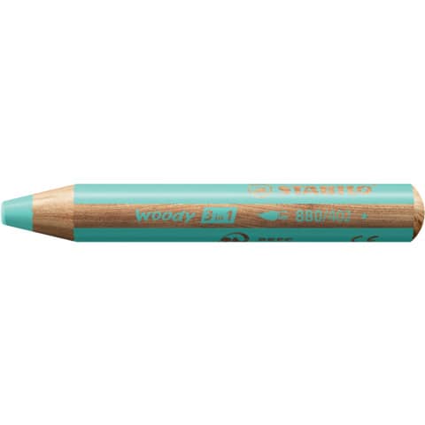 STABILO® - Buntstift, Wasserfarbe & Wachsmalkreide - woody 3 in 1 - Einzelstift - pastellblau