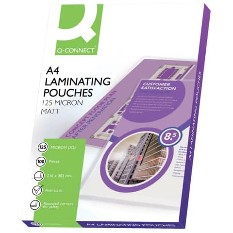 Q-Connect® - Laminierhülle - A4, 125 mym, matt, 100 Stück