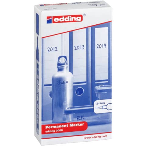 Edding - 3000 Permanentmarker - nachfüllbar, 1,5 - 3 mm, Box mit 10 Farben