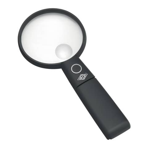 WEDO® - Tischlupe Ø 9 cm mit Standfuß - beleuchtet,  2-fach, schwarz