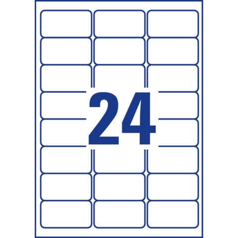 Avery Zweckform® - L4773-100 Folienetiketten - 63,5 x 33,9 mm, weiß, 2400 Etiketten, permanent, wetterfest