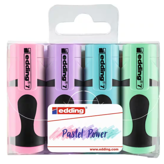 Edding 7 Mini Pastell Farben Textmarker - 4 Stück
