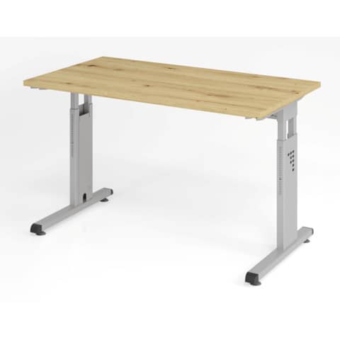Schreibtisch Mini Office O-Serie Asteiche/silber