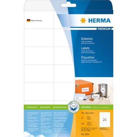 Herma - Kopieretiketten 70x42,3mm/25 weiß 525 Etiketten