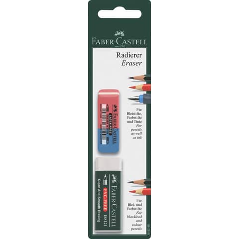 Faber-Castell - Radierer 7081/7070-40 - 2 Stück auf Blisterkarte 