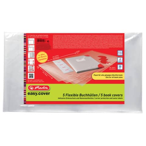 Herlitz - Buchschoner - max. 540 x 335 mm, transparent, 5 Stück, anpassbar
