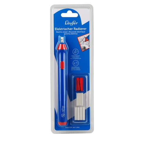 Läufer - Radierer - elektrisch, blau, mit Wechselspitzen