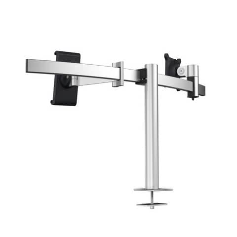 Monitorwandhalter mit Arm für 1 Monitor und 1 Tablet - silber, 8 kg, Tischdurchführung