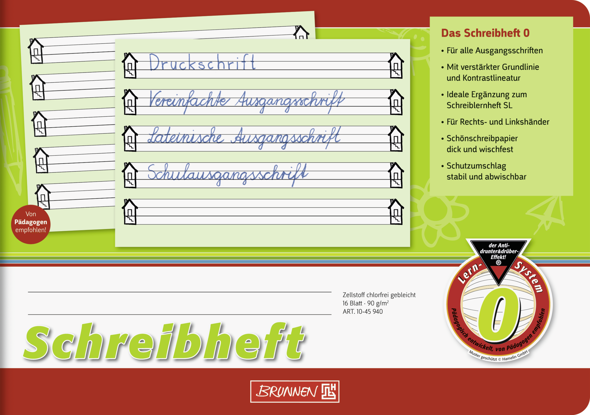 Brunnen - Schreiblernheft DIN A5 Lineatur 0, 16 Blatt*