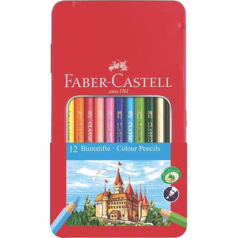 FABER-CASTELL - Buntstifte - 12er Metalletui, sortiert, hexagonal 