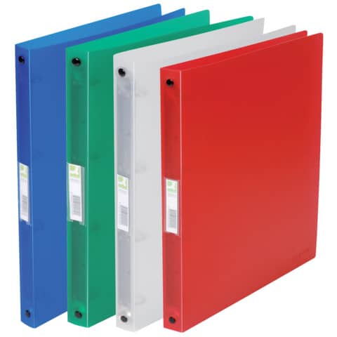 Q-Connect® - Ringbuch transparent - A4, 2-Ring, Ring-Ø 16 mm, transluzent sortiert
