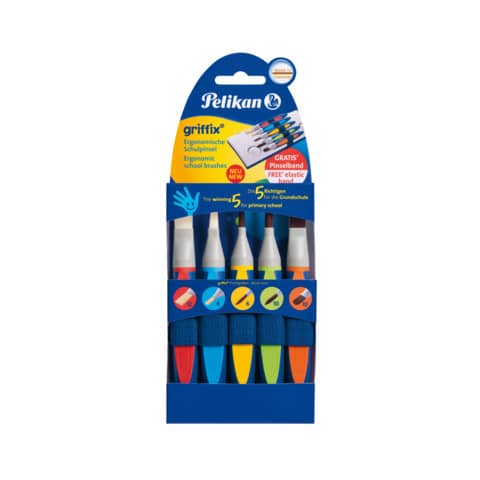 Pelikan® - Schulpinsel griffix - Größe 6-12, Synthetik, 5er Pack