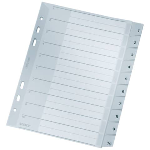 Leitz - 1285 Zahlenregister - 1-10, PP, A5, PP, 10 Blatt, grau