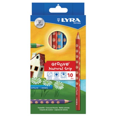 LYRA - Farbstift Groove - Ø 4,3 mm, 10 Farben sortiert, Kartonetui