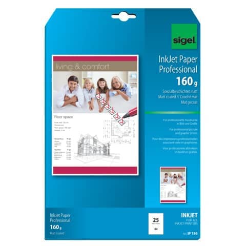 SIGEL - Inkjet Papier Professional, matt, 160 g/qm, A4, 25 Blatt