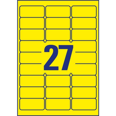 Avery Zweckform® - L6105-20 Folienetiketten - 63,5 x 29,6 mm, gelb, 540 Etiketten, permanent, wetterfest