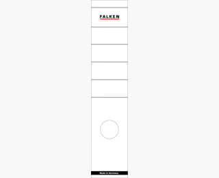 Falken - Ordner-Rückenschild, 60x290mm für 8 cm breite Ordner selbstklebend - Weiß - 10er Pack