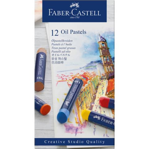 Faber-Castell - Creative Studio Ölpastellkreide, 12 Farben sortiert im Kartonetui
