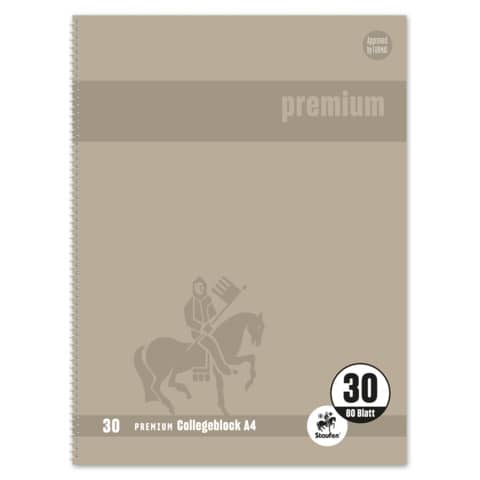 Staufen® - Collegeblock Premium LIN 30 - A4, 80 Blatt, 90 g/qm, grau, blanko 