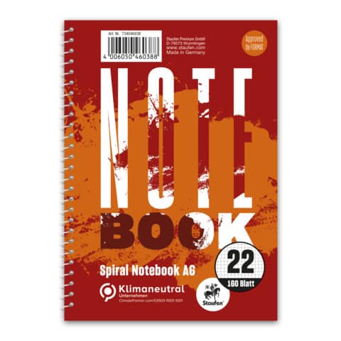 Staufen® - Collegeblock Original - A6, kariert, 160 Blatt
