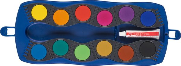 Faber-Castell - Farbkasten Connector Blau - 12er inkl. Deckweiß
