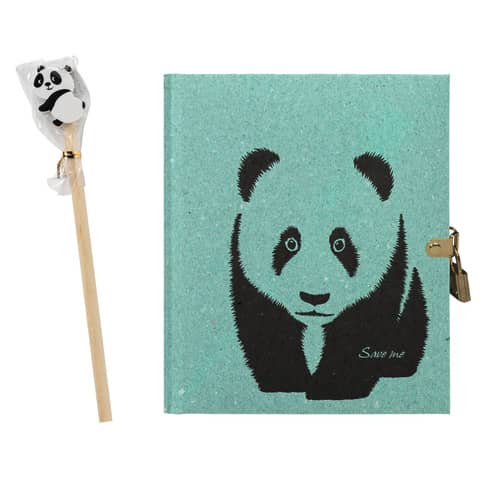 Pagna® - Tagebuch Save me - Panda mit Bleistift und Motivradierer, 128 Seiten, blanko