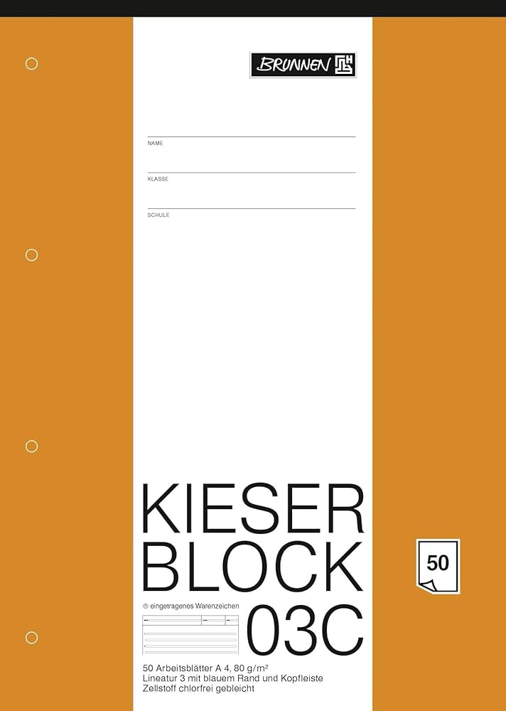 Brunnen - Kieser-Arbeitsblock - A4 - 50 Blatt - Lin. 3 - chlorfrei