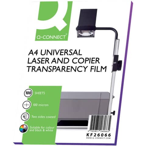 Q-Connect® - Kopier-Folien - A4, 0,10 mm, 100 Folien, schwarz/weiß Kopien