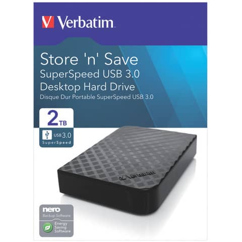 Verbatim - Externe 8,89 cm Festplatte - USB-3.0-Laufwerk, 2000 GB