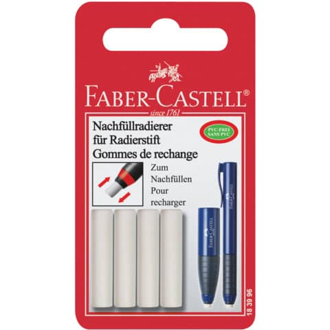 Faber-Castell - Ersatzradierer Eraser Pen, Kunststoff, auf Blisterkarte