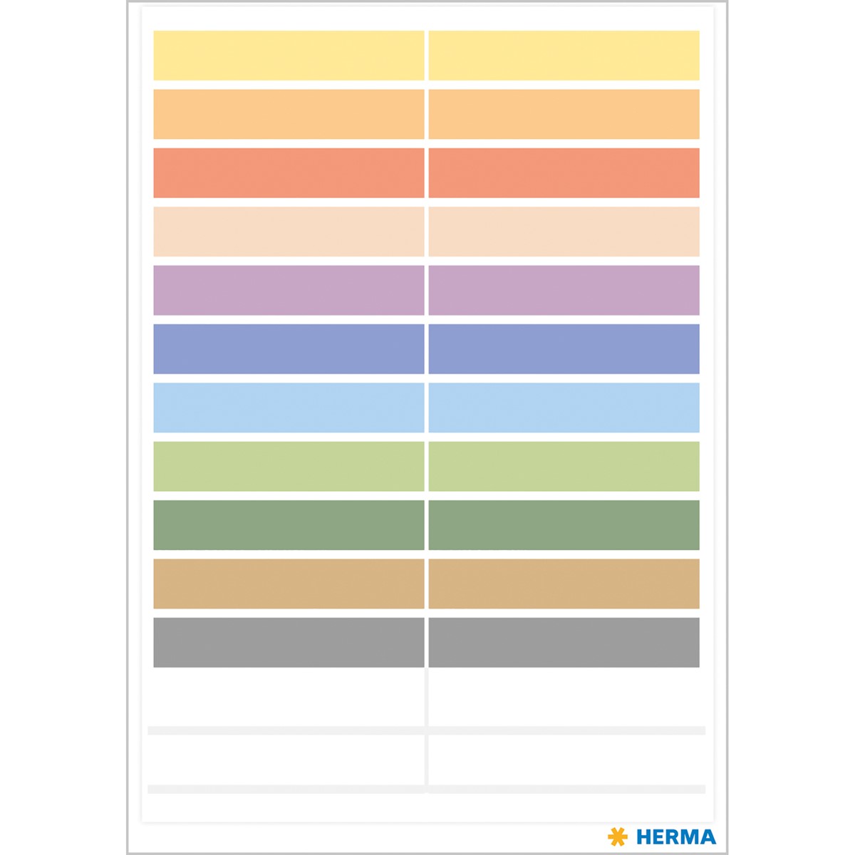 Herma - Stifteetiketten 10 mm x 46 mm aus Papier farbig bedruckt, blanco - konturgestanzt, 3 Blatt /60 Etiketten