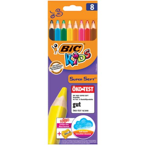 BiC® - Buntstifte Kids Supersoft - 8-farbig sortiert, inkl. Jumbospitzer
