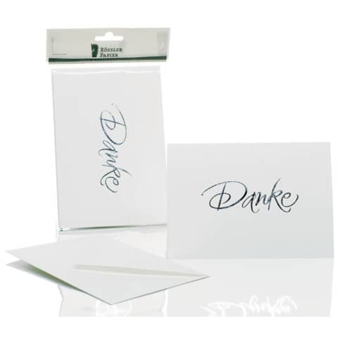 Rössler Papier - Briefkarte Danke - B6 HD, 5 Karten/5 Umschläge, weiß
