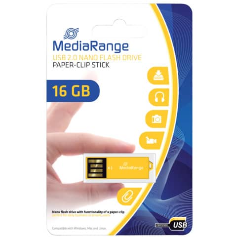 MediaRange - USB Nano-Speicherstick CLIP-ON - blau, 8GB