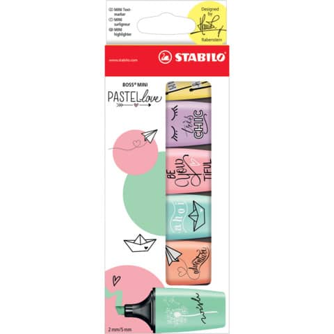 STABILO® - Textmarker - BOSS MINI Pastellove - 6er Pack - 6 Pastell-Farben