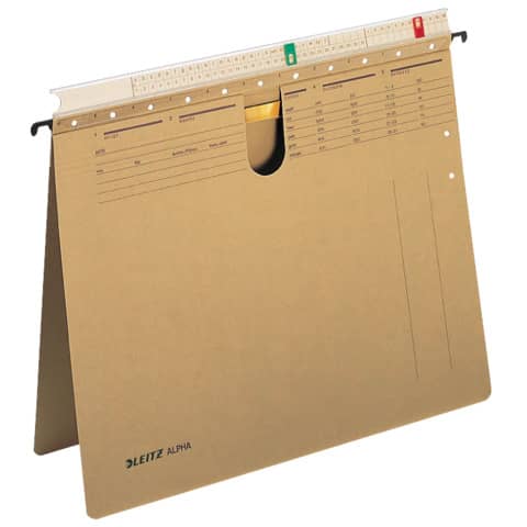 Leitz - 1934 Hängehefter ALPHA®, kfm. Heftung, Organisationsleiste, Natronkarton, naturbraun