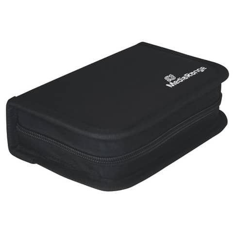 MediaRange - Archivierungsmappe für 6 USB-Speichersticks und 3 SD Speicherkarten, Nylon, schwarz