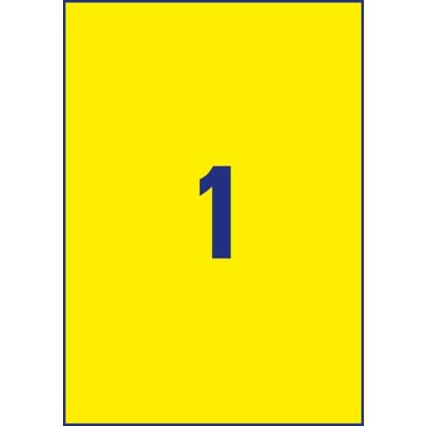 Avery Zweckform® - L4775-100 Folienetiketten - 210 x 297 mm, gelb, 100 Etiketten, permanent, wetterfest