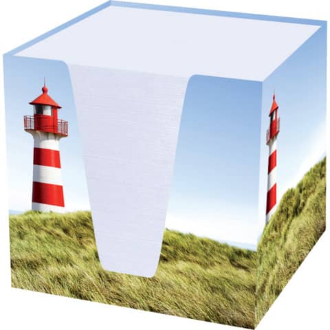 RNK Verlag - Notizklotz "Leuchtturm" - 900 Blatt, 70 g/qm, weiß, 95 x 95 x 95 mm